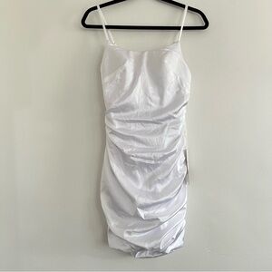 Sheath/Column Square Neckline Sleeveless Satin Short/Mini Homecoming Dress Size0